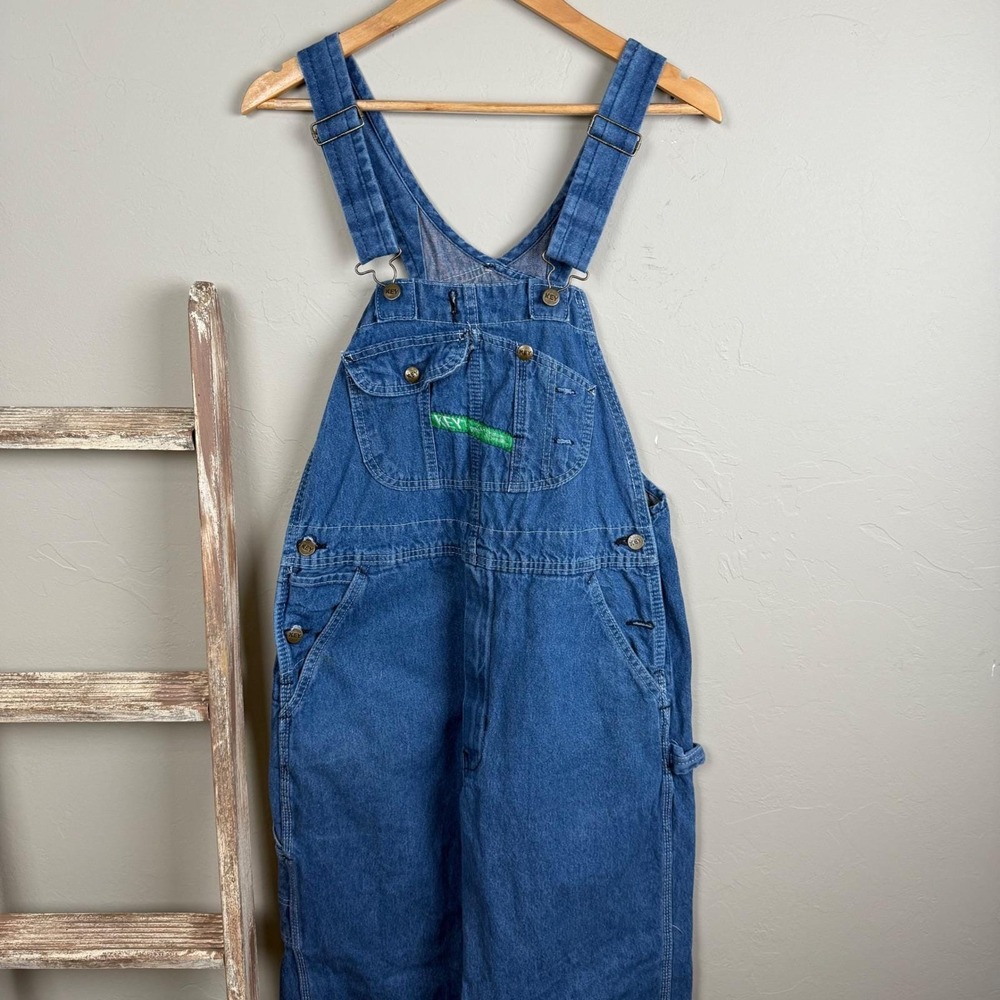 Vintage Key Imperial Blue Denim Workwear Overalls size 32x29